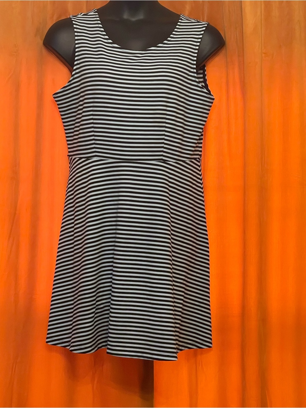 George Black & White Striped Sleeveless Midi Dress